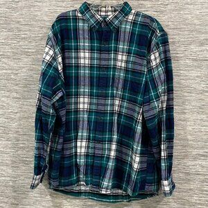 Lands End XXL Traditional Fit Button Down Long Sleeve Plaid Flannel Shirt